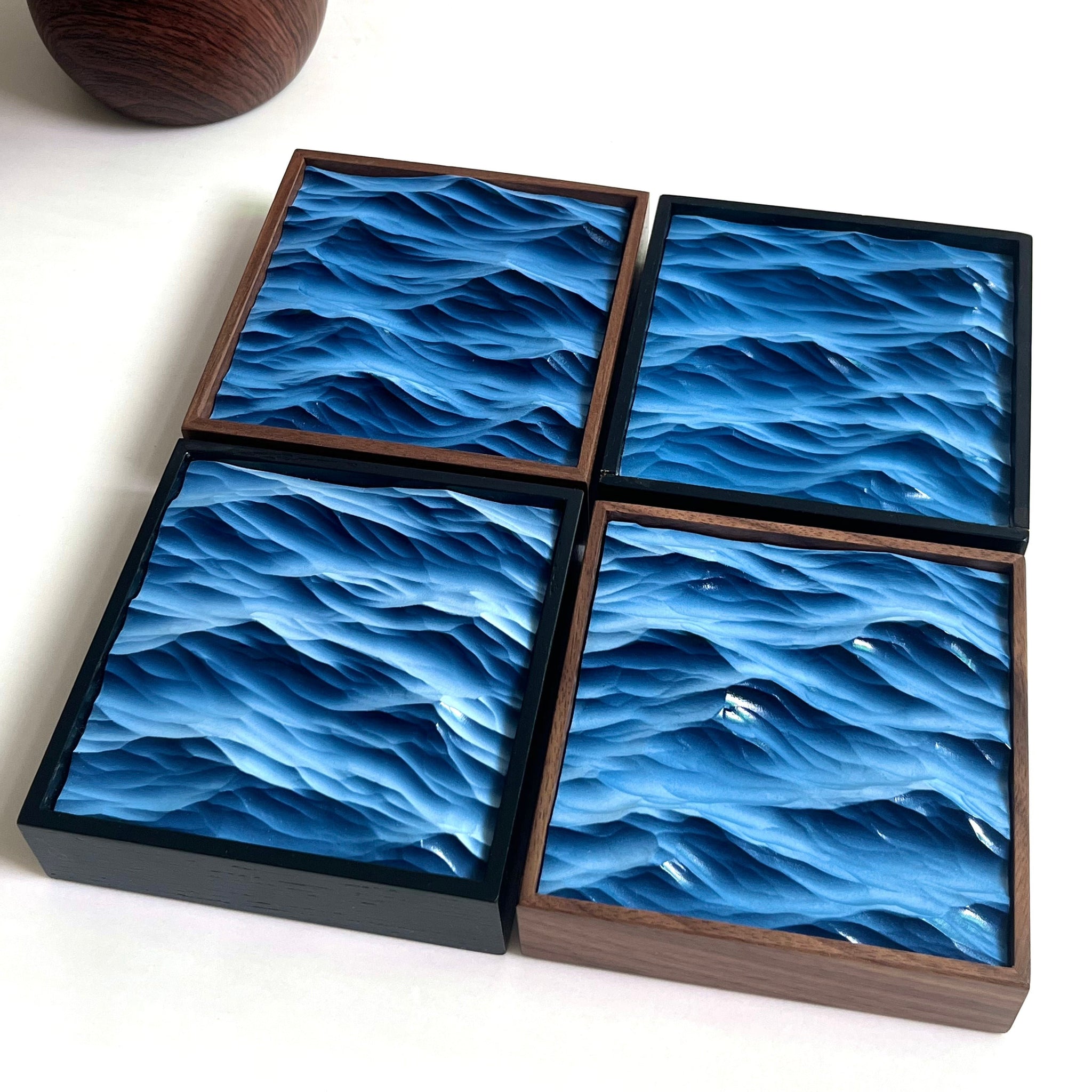 Mini Ocean Hand Carved Wood Art